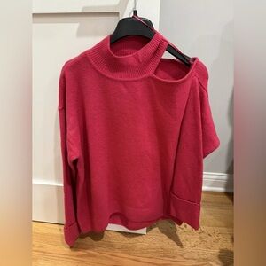 1.state Plus Size XL Cut Out Turtleneck Sweater Hot Pink Magenta Fuchsia